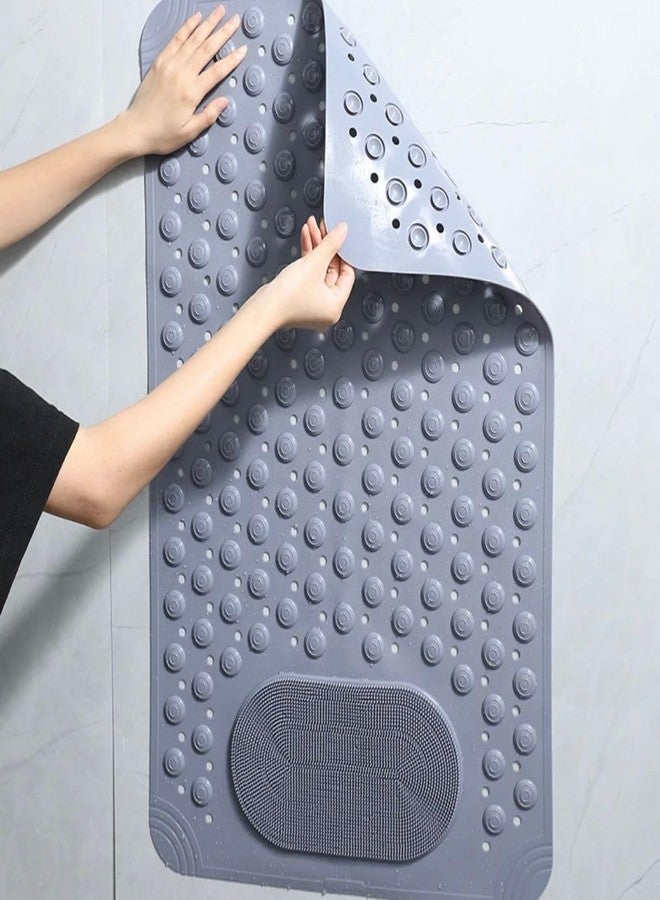 Home-Cloud Homecloud Anti Skid Mat for Bathroom Floor Shower mats for Bathroom Anti Slip with Foot Scrubber Bath mat Anti Slip with Suction Cups & Drain Holes (69x35 Cm) (Grey) - Image 5