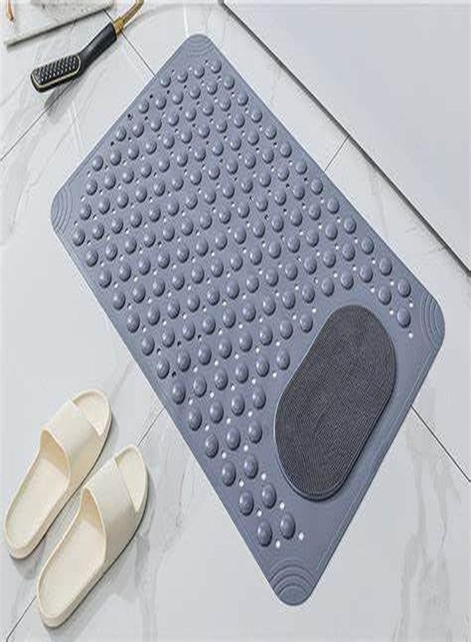 Home-Cloud Homecloud Anti Skid Mat for Bathroom Floor Shower mats for Bathroom Anti Slip with Foot Scrubber Bath mat Anti Slip with Suction Cups & Drain Holes (69x35 Cm) (Grey) - Image 1