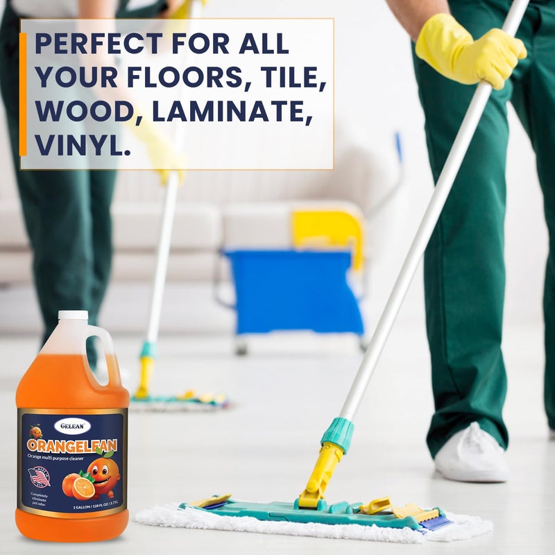 GELEAN Multi Purpose Cleaner Pet Odor eliminator - Concentrate MAKES 64 GALLON - MADE IN USA- pH Neutral - ORANGELEAN Strong Odor Floor Cleaner - Orange Stain Remover 128 oz - Image 3