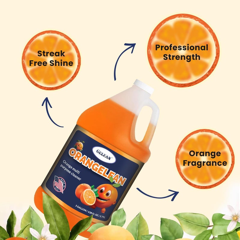 GELEAN Multi Purpose Cleaner Pet Odor eliminator - Concentrate MAKES 64 GALLON - MADE IN USA- pH Neutral - ORANGELEAN Strong Odor Floor Cleaner - Orange Stain Remover 128 oz - Image 5