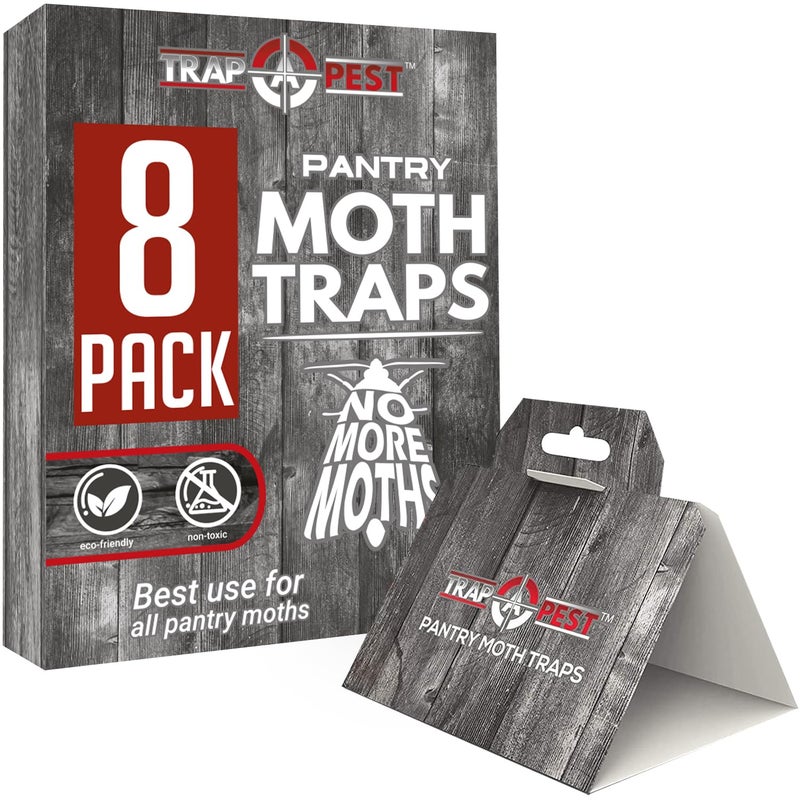 TRAP A PEST مجموعة من 8 مصائد عثة مخزن الطعام - آمنة وفعالة للطعام والخزانة - مصائد غراء تحتوي على فيرومونات لعثة المخزن - Image 1