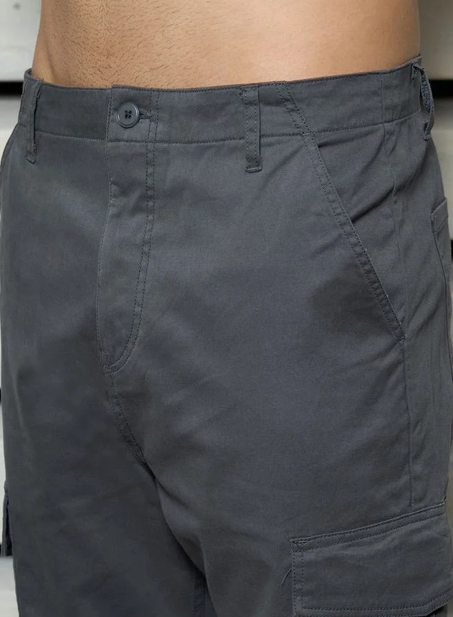 HIGH STAR Straight Fit Mid Rise Cuffed Cargo Pants by Styli