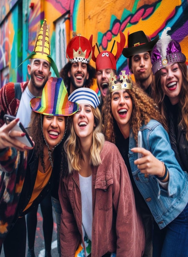 هيركيسي مجموعة هيرسيسي المكونة من 8 قبعات مرحة متنوعة، مثالية للأزياء التنكرية، وإكسسوارات جلسات التصوير، وقبعات الحفلات المجنونة للكبار، والكرنفالات، والسيرك، وحفلات الزفاف، وأعياد الميلاد. - Image 3