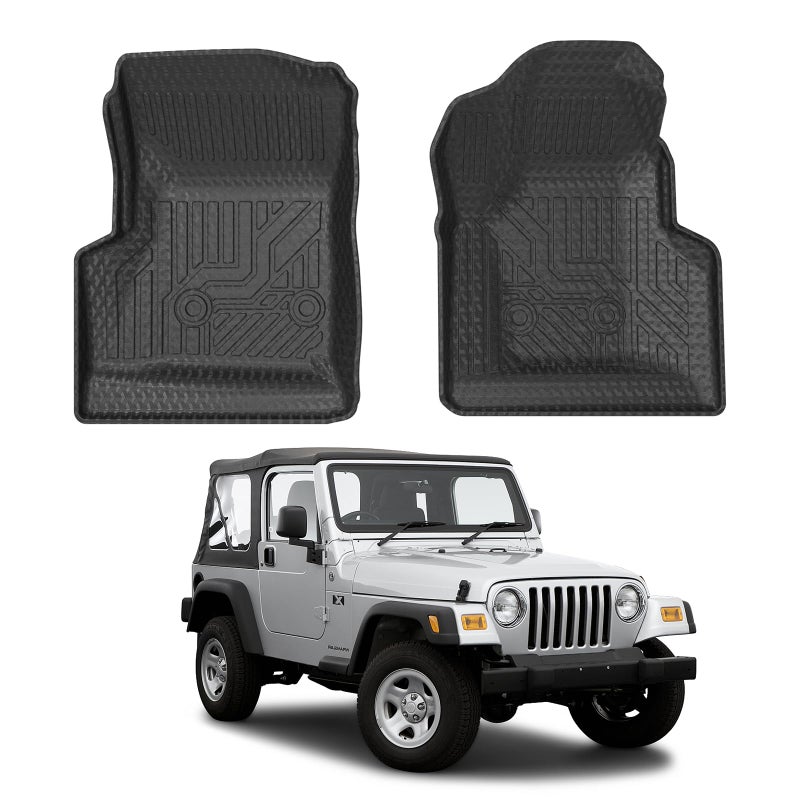 Mixsuper Custom Fit Front Floor Mats for 19972006 Jeep Wrangler TJ All Weather Floor Liners 1st Row Set Black