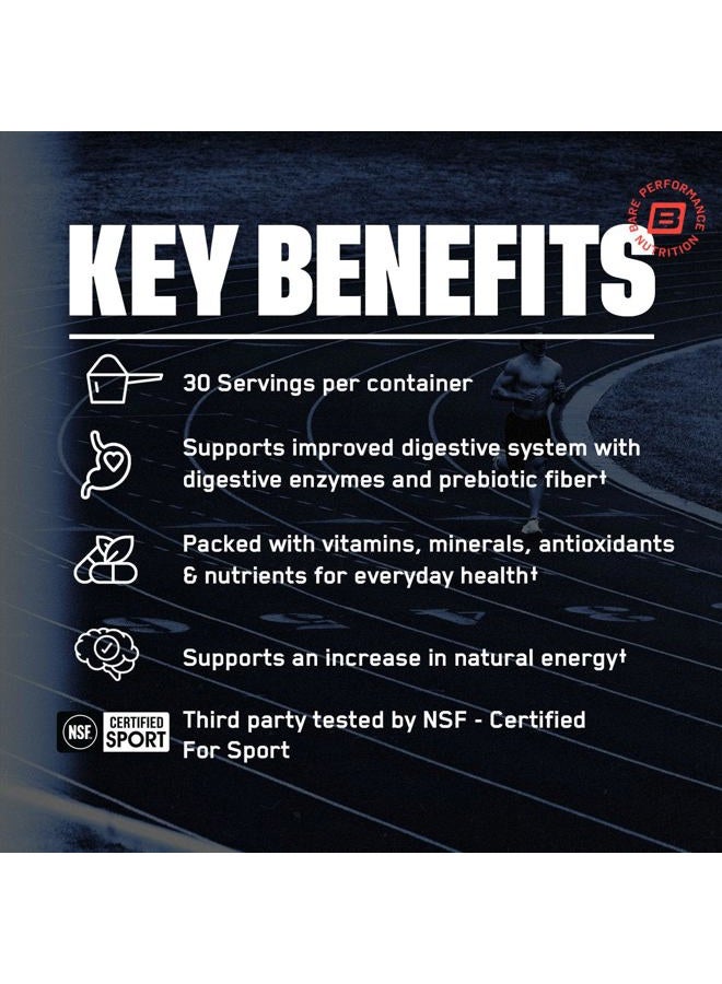 Bare Performance Nutrition بار بيرفورمانس للتغذية، مسحوق سوبر فود سترونغ ريدز، بدون محليات صناعية، مضاد للأكسدة، يعزز الطاقة بشكل طبيعي، مسحوق فواكه، إنزيم هضمي (30 حصة، فراولة) - Image 3