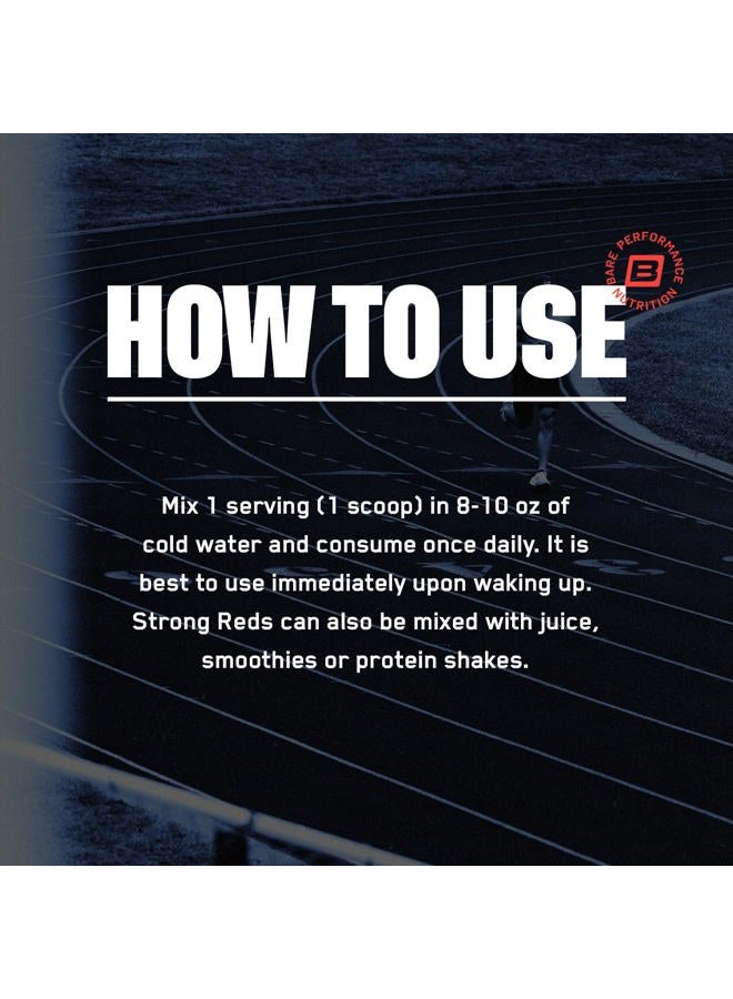 Bare Performance Nutrition بار بيرفورمانس للتغذية، مسحوق سوبر فود سترونغ ريدز، بدون محليات صناعية، مضاد للأكسدة، يعزز الطاقة بشكل طبيعي، مسحوق فواكه، إنزيم هضمي (30 حصة، فراولة) - Image 4