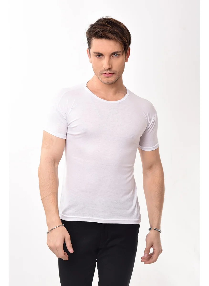 بيليفانتي كولكشن Men's Slim Fit Basic Crew Neck Short Sleeve T-Shirt White