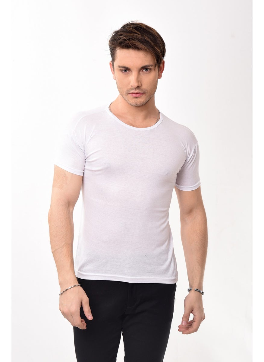 Belifanti Collection Men's Slim Fit Basic Crew Neck Short Sleeve T-Shirt White  - Image 1