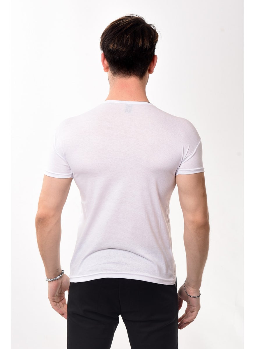 Belifanti Collection Men's Slim Fit Basic Crew Neck Short Sleeve T-Shirt White  - Image 5