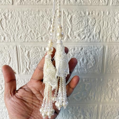 Adikala Craft Store Handmade Ethnic Latkan Tassel Set of 2 for Saree Pallu, Blouse, Suits, Dupatta, Lehenga Decor (Beaded Cone) - Image 1