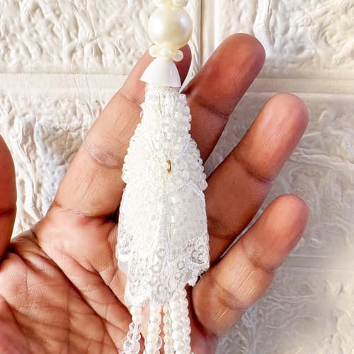 Adikala Craft Store Handmade Ethnic Latkan Tassel Set of 2 for Saree Pallu, Blouse, Suits, Dupatta, Lehenga Decor (Beaded Cone) - Image 4