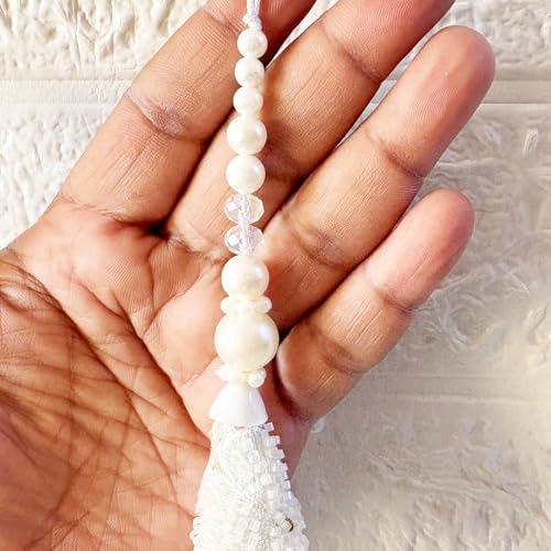 Adikala Craft Store Handmade Ethnic Latkan Tassel Set of 2 for Saree Pallu, Blouse, Suits, Dupatta, Lehenga Decor (Beaded Cone) - Image 3