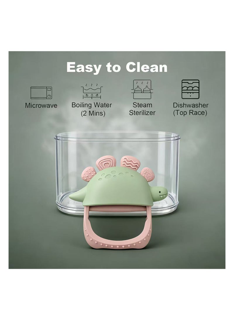 Baby Teether Toy Dinosaur Shape, Anti Dropping Wrist Hand Teethers, Baby Teething Toy, Baby Chew Toys for Sucking Needs, Ring for Infant Teething Relief, Safe, Non-Toxic, Easy to Hold for Babies 3–12 Months - Image 5
