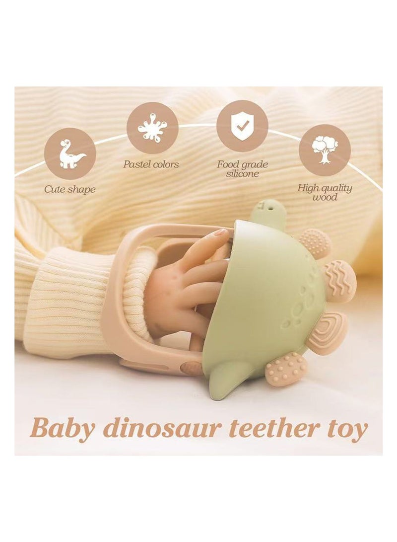 Baby Teether Toy Dinosaur Shape, Anti Dropping Wrist Hand Teethers, Baby Teething Toy, Baby Chew Toys for Sucking Needs, Ring for Infant Teething Relief, Safe, Non-Toxic, Easy to Hold for Babies 3–12 Months - Image 4