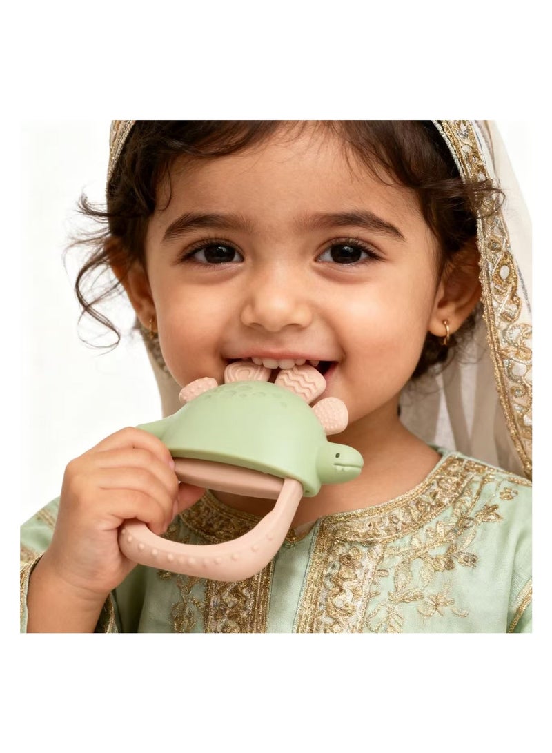 Baby Teether Toy Dinosaur Shape, Anti Dropping Wrist Hand Teethers, Baby Teething Toy, Baby Chew Toys for Sucking Needs, Ring for Infant Teething Relief, Safe, Non-Toxic, Easy to Hold for Babies 3–12 Months - Image 2