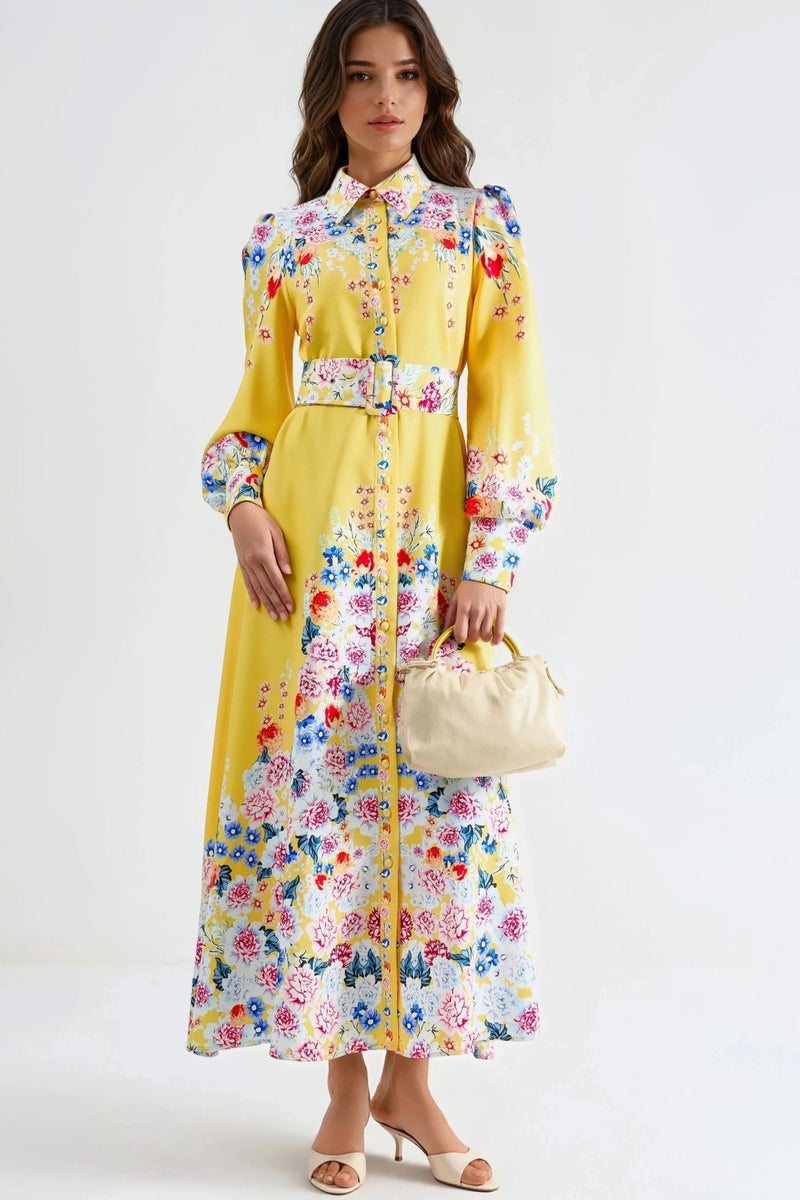Jennyfer Floral Maxi Dress with Button Closure - Image 1