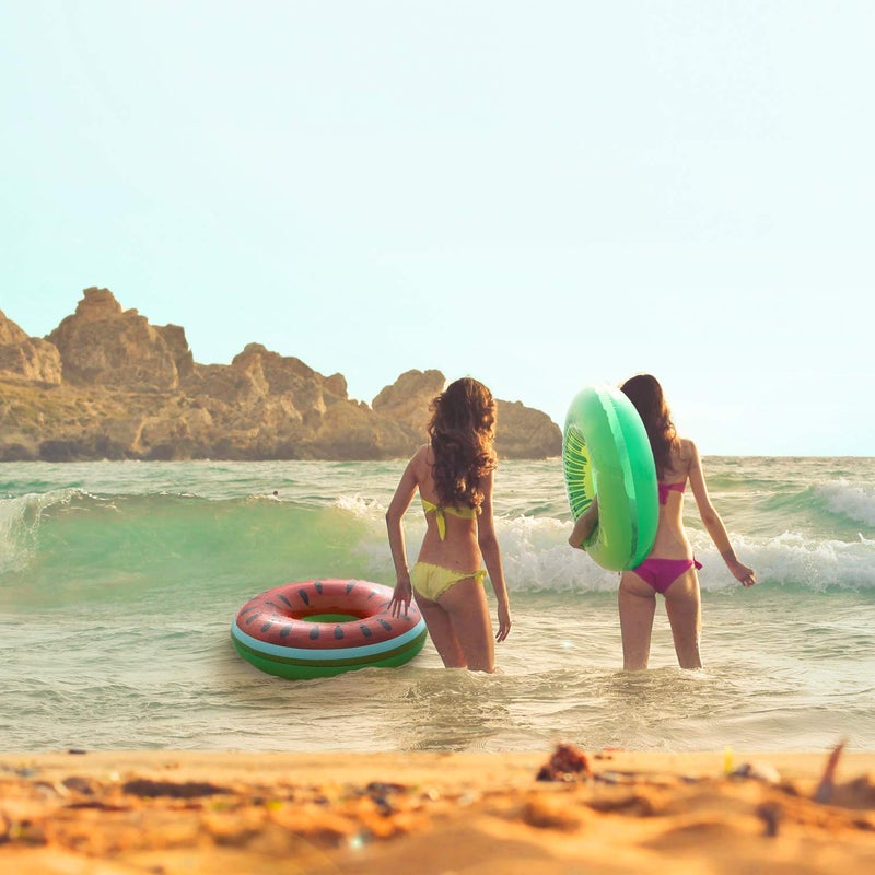 FindUWill 6 Pack Pool Floats Kids, Pool Swim Tubes Rings(4 Pack) - 4Pcs Inflatable Big Floaties Beach Swimming Toys with 2Pcs Beach Balls for Adults Raft Floaties Toddlers - Image 3