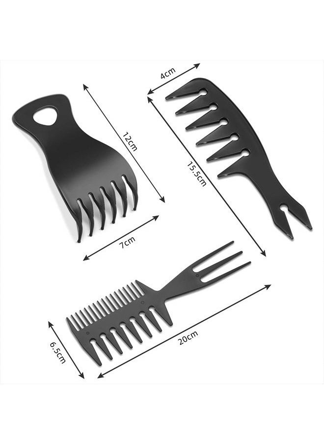 3 Pieces Hair Stylists Styling Comb Set, Includes Texturizing Comb Tri-Comb Double Side Brushes Hair Pick Wide Tooth Hair Comb Shaping and Teasing Wet Combs Tools for Long, Thick, Curly Hair