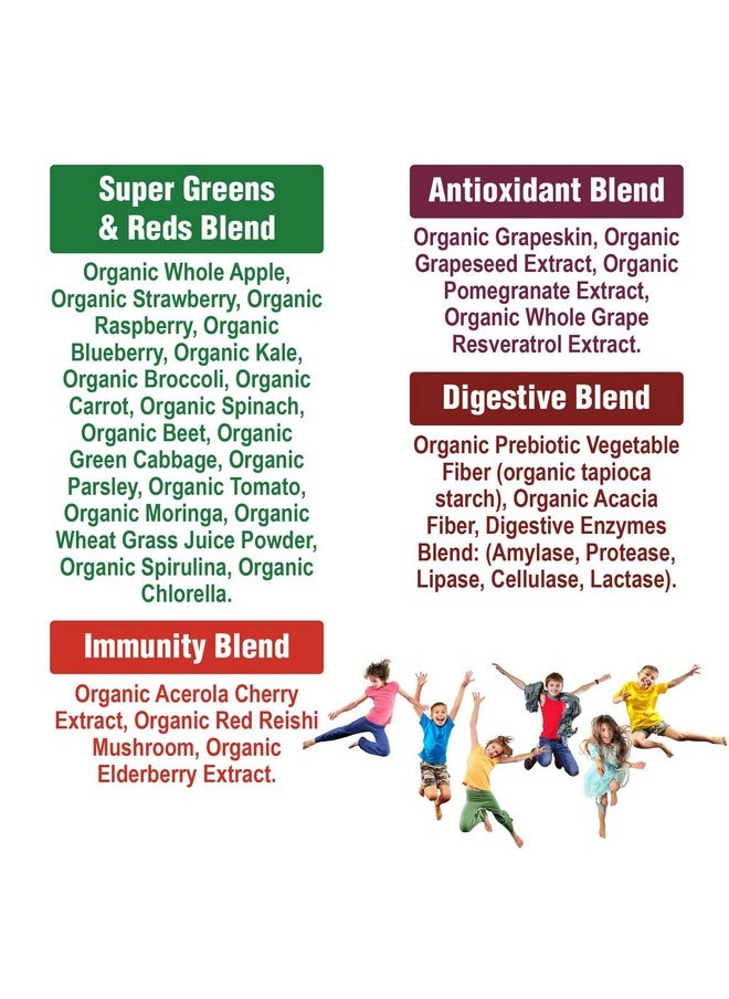Peak Performance Kids Greens and Reds Superfood Powder. Best Tasting Organic Vegan Super Food Juice with 25+ Real Fruits and Vegetables. Gluten Free Real Food Vitamins. Green and Red Superfoods Supplement for Children  - Image 3