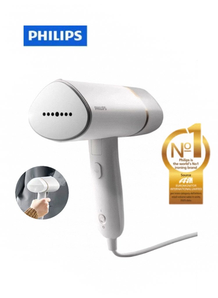Philips 3000 Series/STH3020 Handheld Garment Steamer - Stream White, 1000W High Power, 30-Second Quick Steam, 100ml Water Tank, Portable Ironing Essential for Home and Travel 100 ml 1000W WHITE 100 ml 1000 W STH3020 WHITE - Image 1