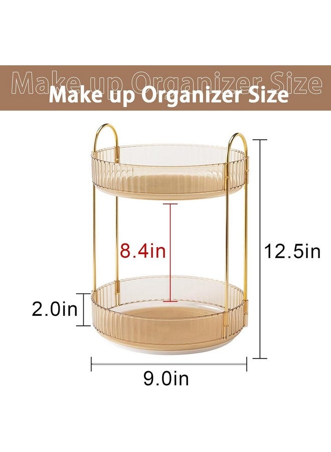 Dravina 2-Tier Makeup Organizer Storage Box |360° Rotating Vanity Tray for Cosmetics, Skincare Organizers, Stationery & Countertop Storage | Bathroom & Dressing Table Organizer, Ideal Gift for Women - Image 2