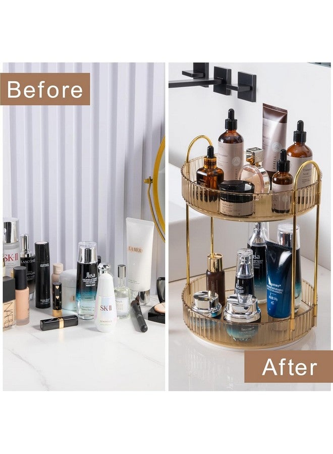 Dravina 2-Tier Makeup Organizer Storage Box |360° Rotating Vanity Tray for Cosmetics, Skincare Organizers, Stationery & Countertop Storage | Bathroom & Dressing Table Organizer, Ideal Gift for Women - Image 4