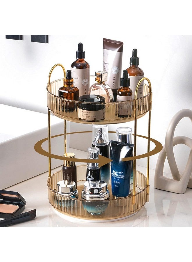 Dravina 2-Tier Makeup Organizer Storage Box |360° Rotating Vanity Tray for Cosmetics, Skincare Organizers, Stationery & Countertop Storage | Bathroom & Dressing Table Organizer, Ideal Gift for Women - Image 1
