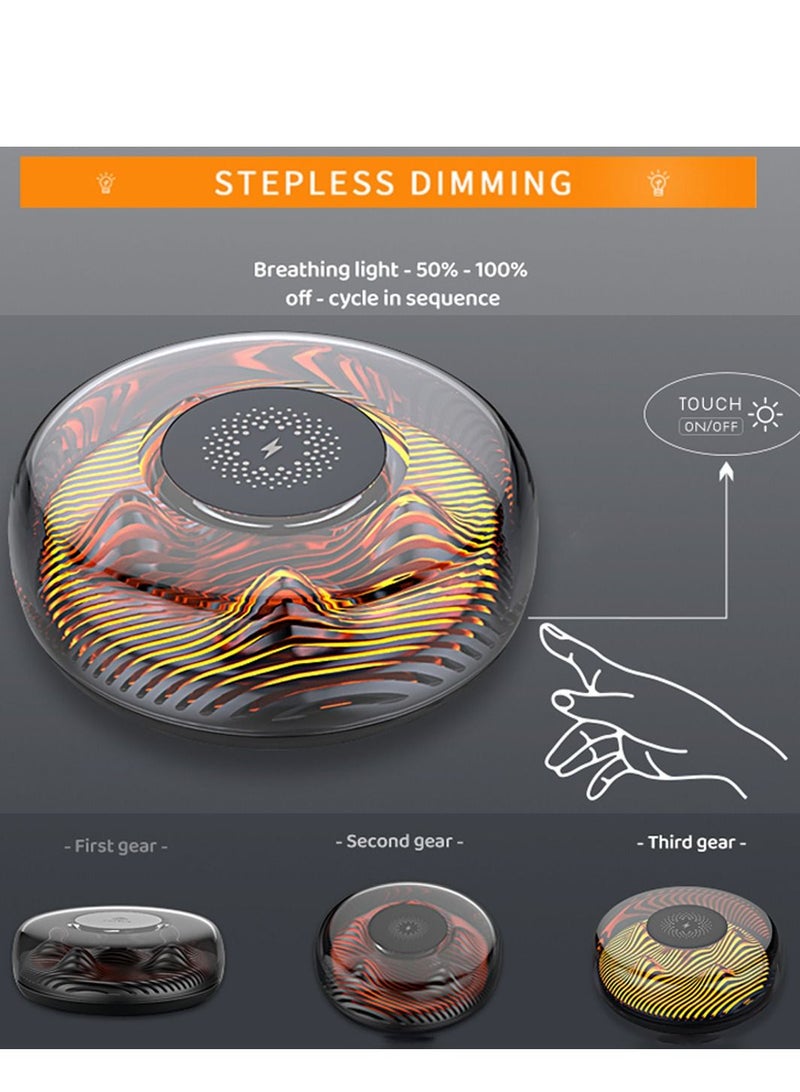 SYOSI Night Light with Wireless Charge, Volcano Shape 15W Fast Wireless Charging Bedside Lamp Table Lamp for iPhone 14/13/12/11/Pro/Max/XS/XR/X/Plus Pro/3/2/1 & iwatch, Black - Image 3