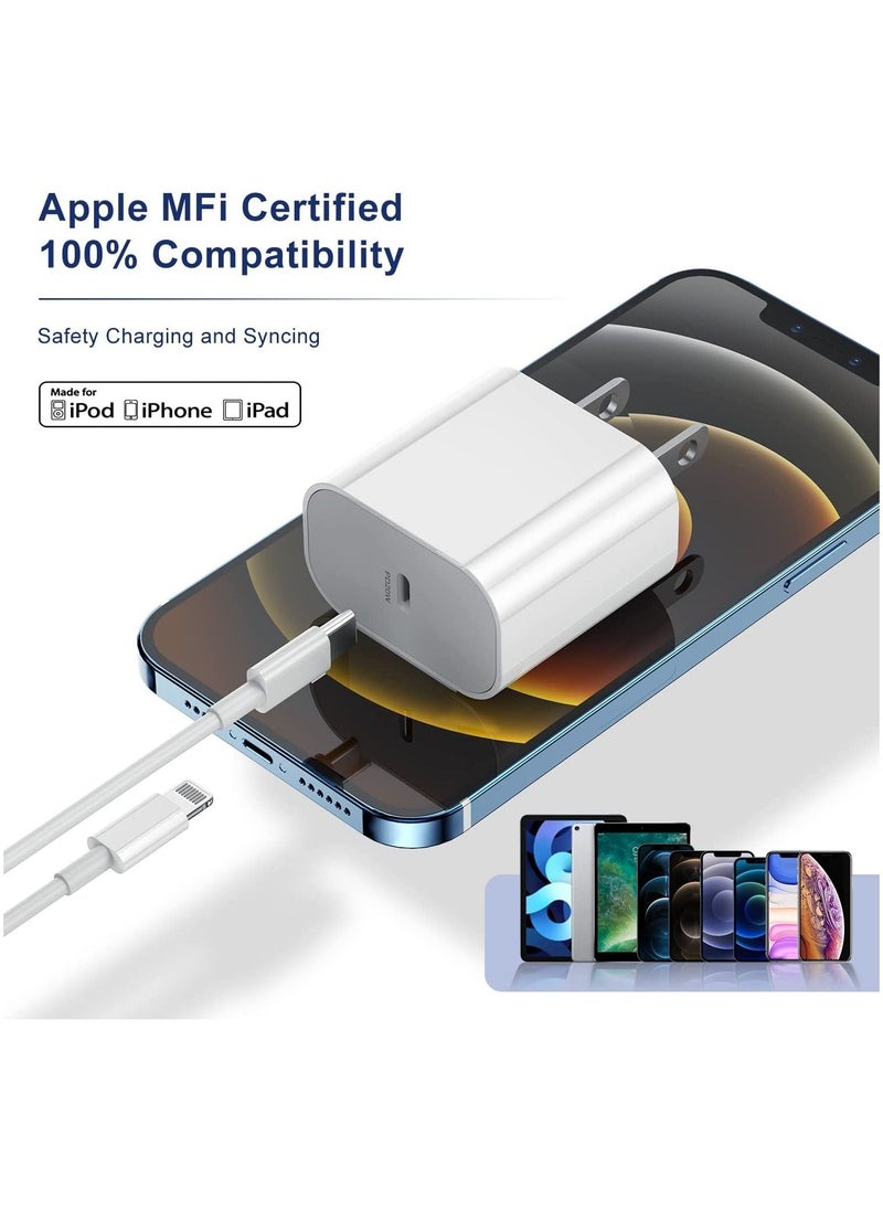 Generic - 20W Wall Charger Plug Block with USB C to Lightning Cable Cord 2M, iPhone 14 Charging Block Power Adapter Cube for iPhone 14 Pro Max/13 Pro/12 Mini/11,iPad - Image 1