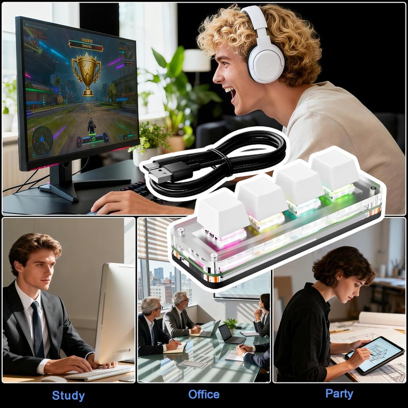 Coast & inland available 4 Button Macropad Programmable Small Keyboards for Work Efficiency Wide Compatibility and Portable Design for Gaming, Work, Bea Bulk order available stock - Image 5