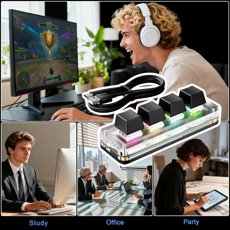 Coast & inland available 4 Button Macropad Programmable Small Keyboards for Work Efficiency Wide Compatibility and Portable Design for Gaming, Work, Bea Bulk order available stock - Image 3