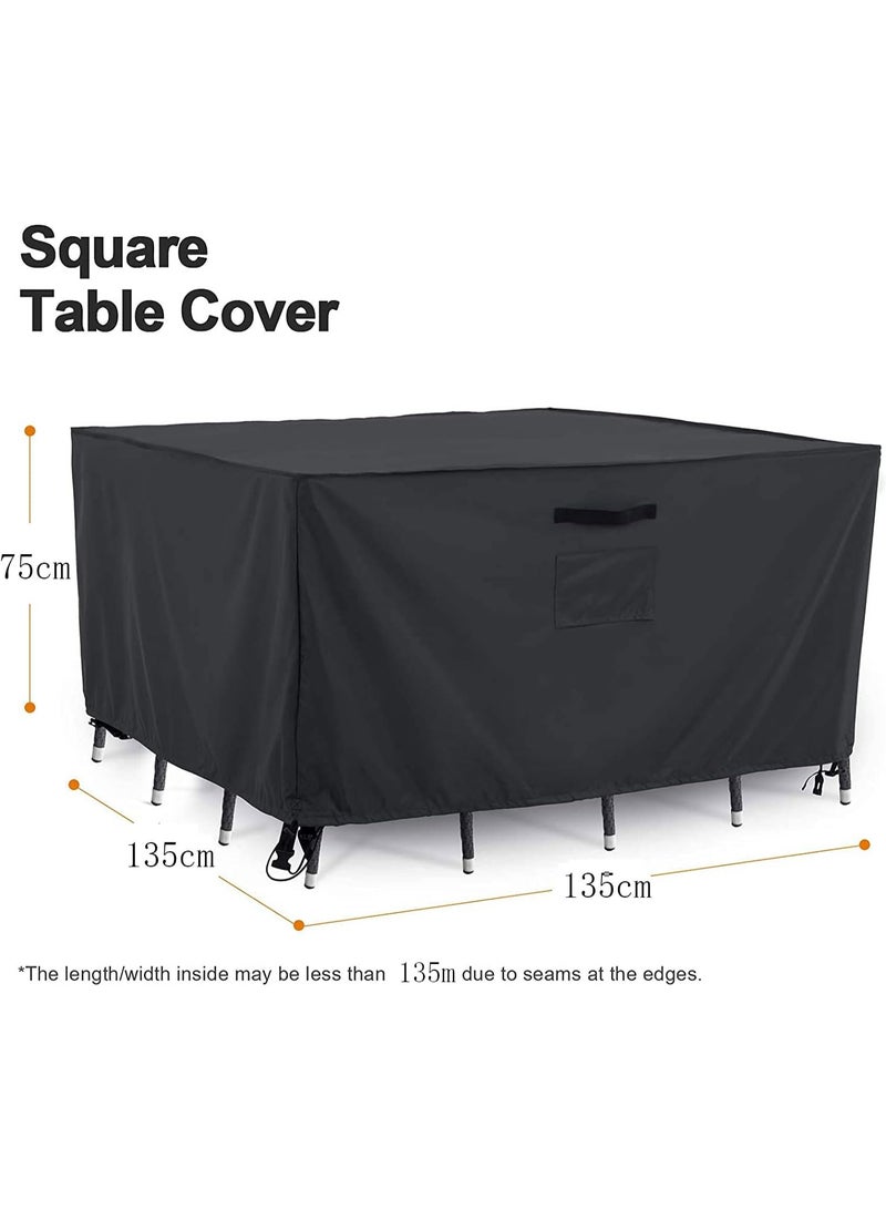 AIWANTO Heavy-Duty Waterproof Patio Furniture Cover – Rectangular 420D Oxford Fabric Outdoor Table & Chair Protector, UV-Resistant Dustproof Cover with Drawstring Cord Stopper & Storage Bag – Black - Image 3