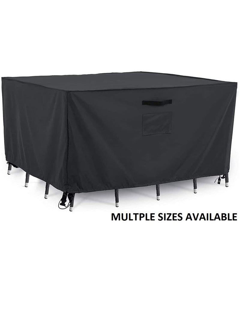 AIWANTO Heavy-Duty Waterproof Patio Furniture Cover – Rectangular 420D Oxford Fabric Outdoor Table & Chair Protector, UV-Resistant Dustproof Cover with Drawstring Cord Stopper & Storage Bag – Black - Image 1