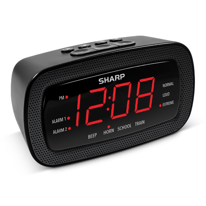Sharp Shockwave Alarm Clock for Heavy Sleepers â€“ 105dB Ultra-Loud Wake-Up, Air Horn, School Bell, Train Whistle, Beep, Dual Alarms, 3 Adjustable Volumes, LED Display Dimmer - Image 1