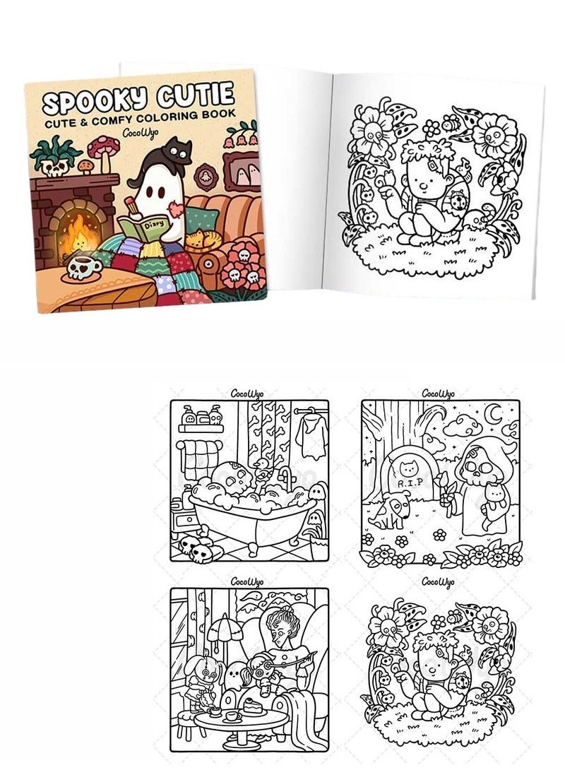 Generic Spooky Cutie: Coloring Book for Adults and Teens Featuring Adorable Creepy Creatures in Cozy Hygge Moments for Relaxation  - Image 2