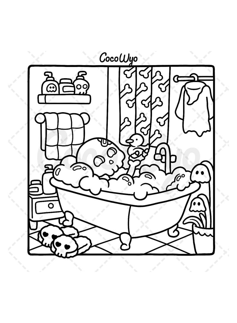 Generic Spooky Cutie: Coloring Book for Adults and Teens Featuring Adorable Creepy Creatures in Cozy Hygge Moments for Relaxation  - Image 5