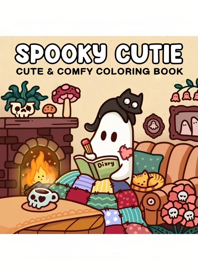 Spooky Cutie: Coloring Book for Adults and Teens Featuring Adorable Creepy Creatures in Cozy Hygge Moments for Relaxation