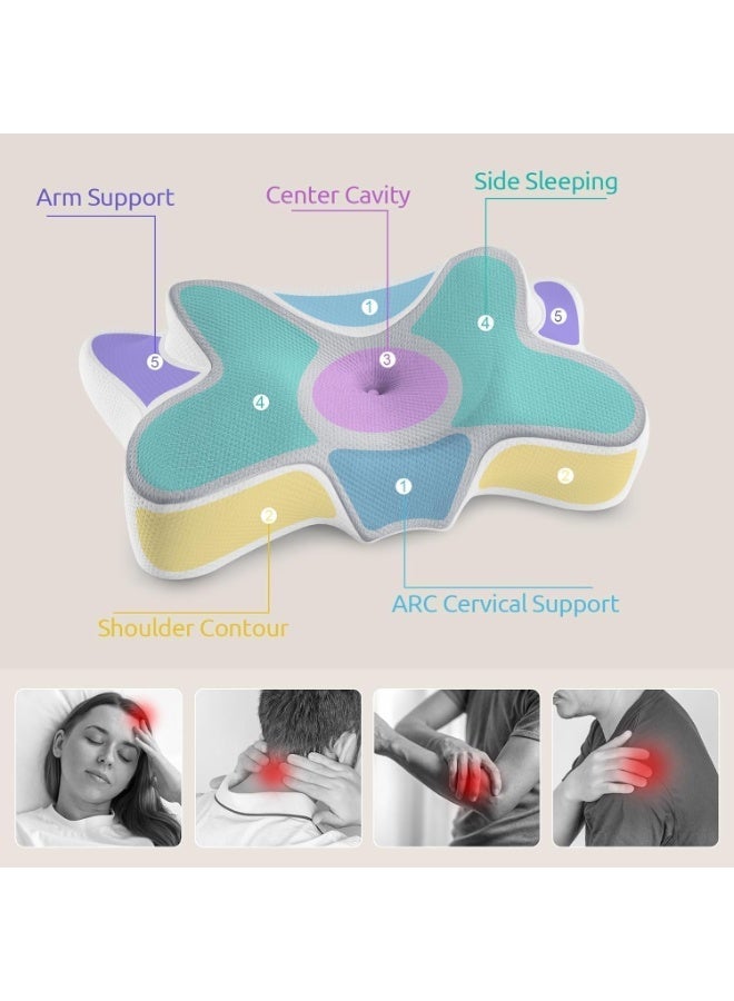 Gulf Trend Memory Foam Cervical Pillow with 2-in-1 Ergonomic Support, Orthopedic Neck Pain Relief Cushion for Back, Side & Stomach Sleepers, Breathable Washable Cover, Contoured Bed Pillow for Comfortable Sleep - Image 3