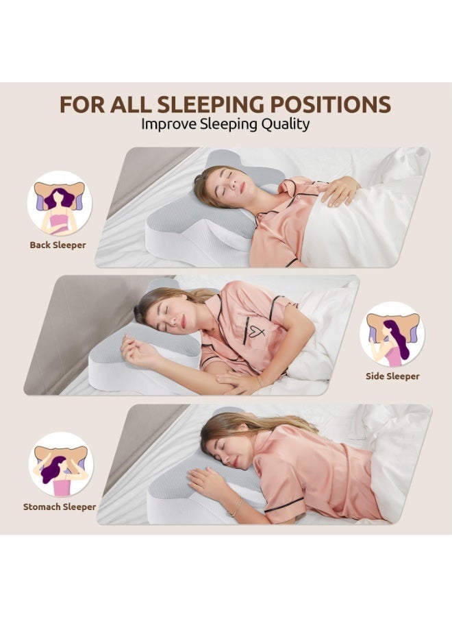 Gulf Trend Memory Foam Cervical Pillow with 2-in-1 Ergonomic Support, Orthopedic Neck Pain Relief Cushion for Back, Side & Stomach Sleepers, Breathable Washable Cover, Contoured Bed Pillow for Comfortable Sleep - Image 2