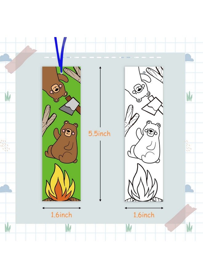 ANGOLIO 75Pcs Camping Color Your Own Bookmarks Kids Diy Coloring Blank Bookmarks Camping Party Game Prize Art Craft Supplies Birthday Goodie Bag Fillers Back To School Classroom Reading Club Rewards - Image 2