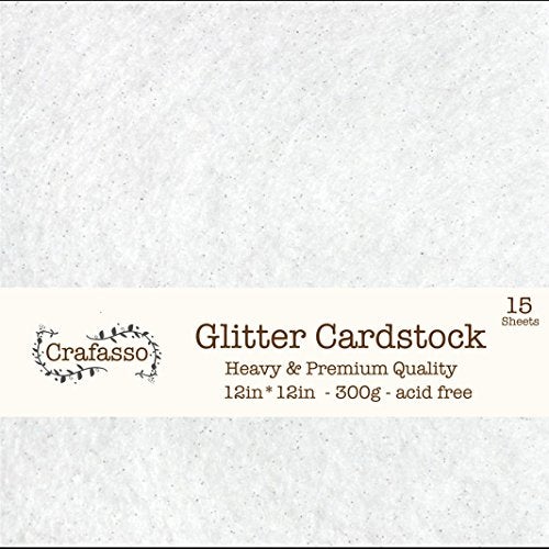 Crafasso 12" x 12" 300gms Heavy & Premium Glitter cardstock, 15 Sheets, White - Image 5