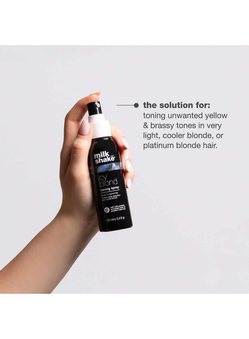Milk Shake بخاخ تنغيم للشعر الأشقر مع صبغة سوداء - يت counteracts درجات الأصفر والبرتقالي، يرطب ويضيف لمعان لإنهاء بارد وجليدي (100 مل) - Image 2