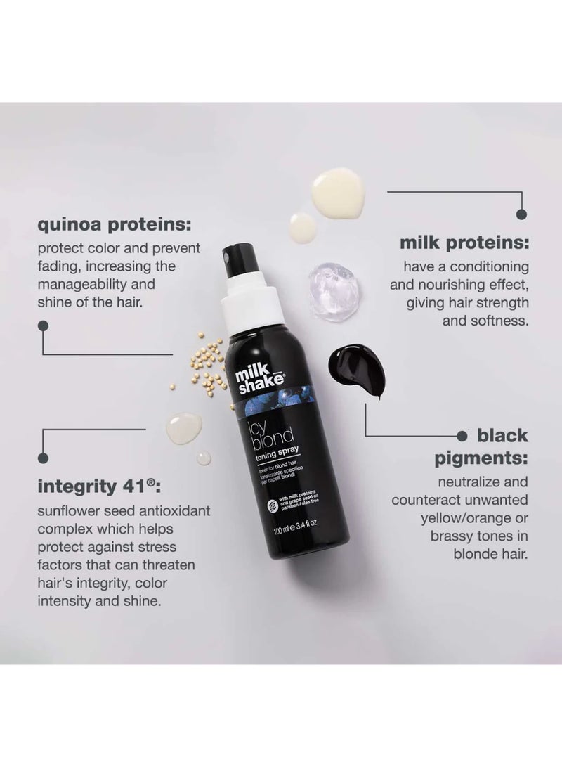 Milk Shake بخاخ تنغيم للشعر الأشقر مع صبغة سوداء - يت counteracts درجات الأصفر والبرتقالي، يرطب ويضيف لمعان لإنهاء بارد وجليدي (100 مل) - Image 4