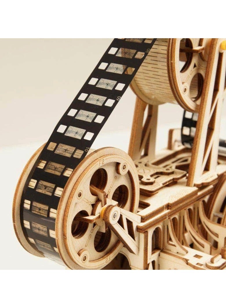 ROKR Vitascope Mechanical Wood Kit | Assemble a Wooden Vintage Movie Projector | Includes 183 Pieces to Create a Working Reel | Turn Hand Crank to Project Black and White Film  - Image 2