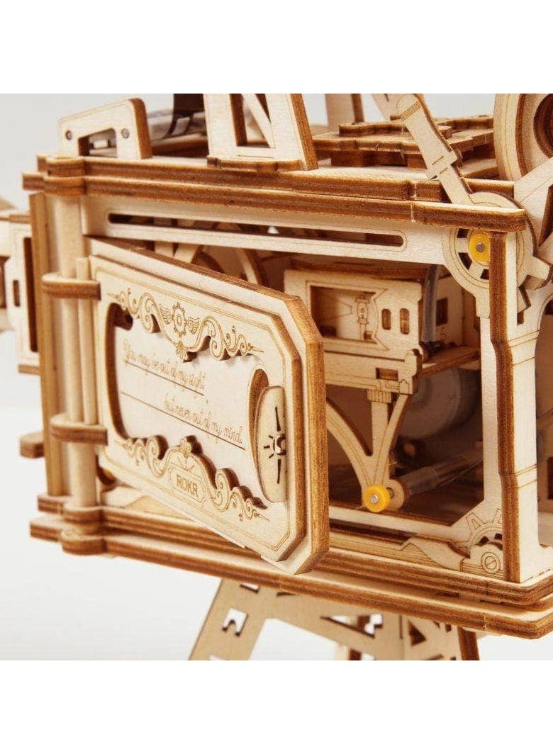ROKR Vitascope Mechanical Wood Kit | Assemble a Wooden Vintage Movie Projector | Includes 183 Pieces to Create a Working Reel | Turn Hand Crank to Project Black and White Film  - Image 3