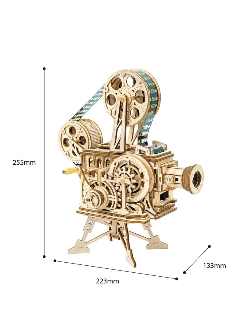 ROKR Vitascope Mechanical Wood Kit | Assemble a Wooden Vintage Movie Projector | Includes 183 Pieces to Create a Working Reel | Turn Hand Crank to Project Black and White Film  - Image 4