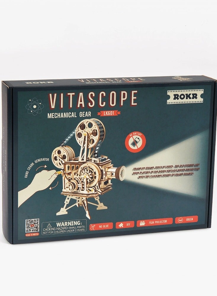 ROKR Vitascope Mechanical Wood Kit | Assemble a Wooden Vintage Movie Projector | Includes 183 Pieces to Create a Working Reel | Turn Hand Crank to Project Black and White Film  - Image 5