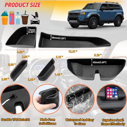 Qlhshop For 2026 2025 2024 Toyota Land Cruiser 1958 LC250 Prado Accessories - 4 Door Pocket Liner Protector with Door Handle Insert Organizer Storage Box - Front Rear Interior Accessories, 10 Pack - Image 5
