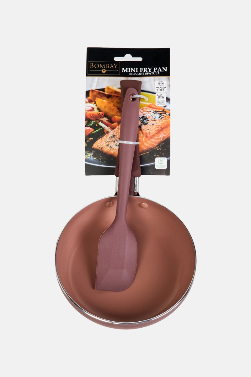 Bombay 2 Pieces Mini Fry Pan With Silicone Spatula, Mauve - Image 1