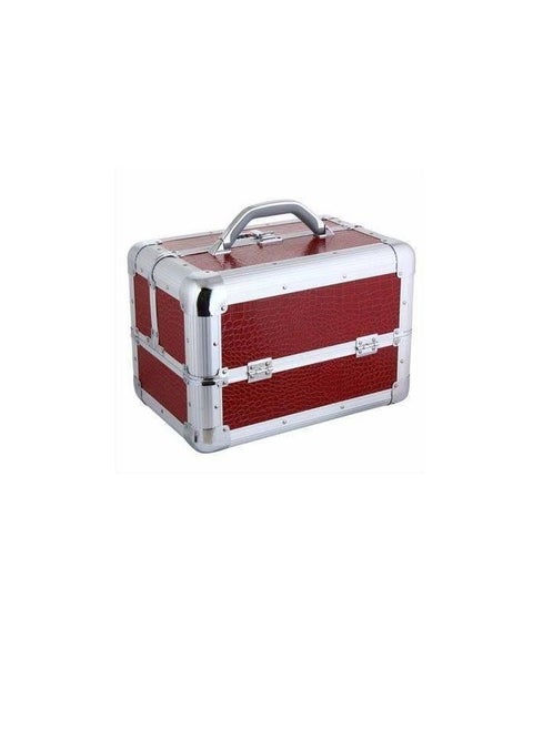 Sooyee Makeup Bag Cosmetic Bags with Mirror, Makeup Organizer 4 Layer Foldable Tray Open to The Sides,Makeup Travel Bag for Women,Makeup Box Train Case